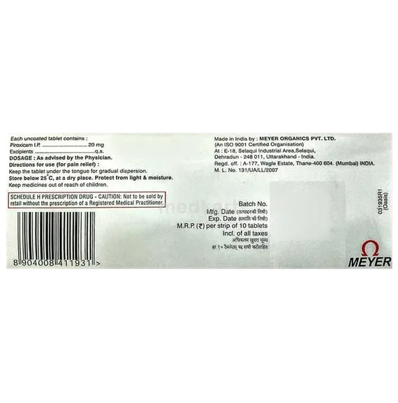 ugesic 20mg tablet 10's